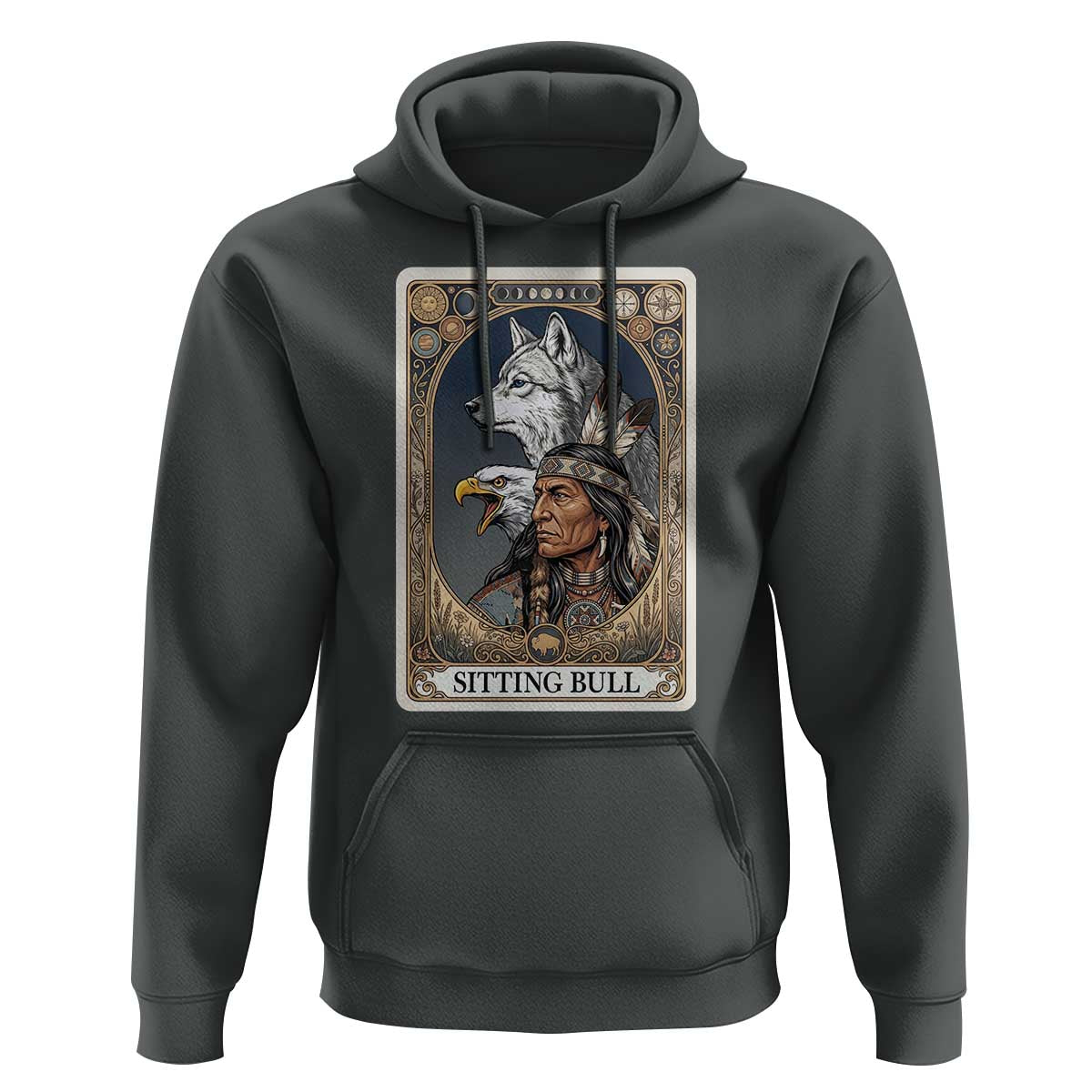 Sitting Bull Native American Chief Hoodie Vintage Tarot Card Illustration
