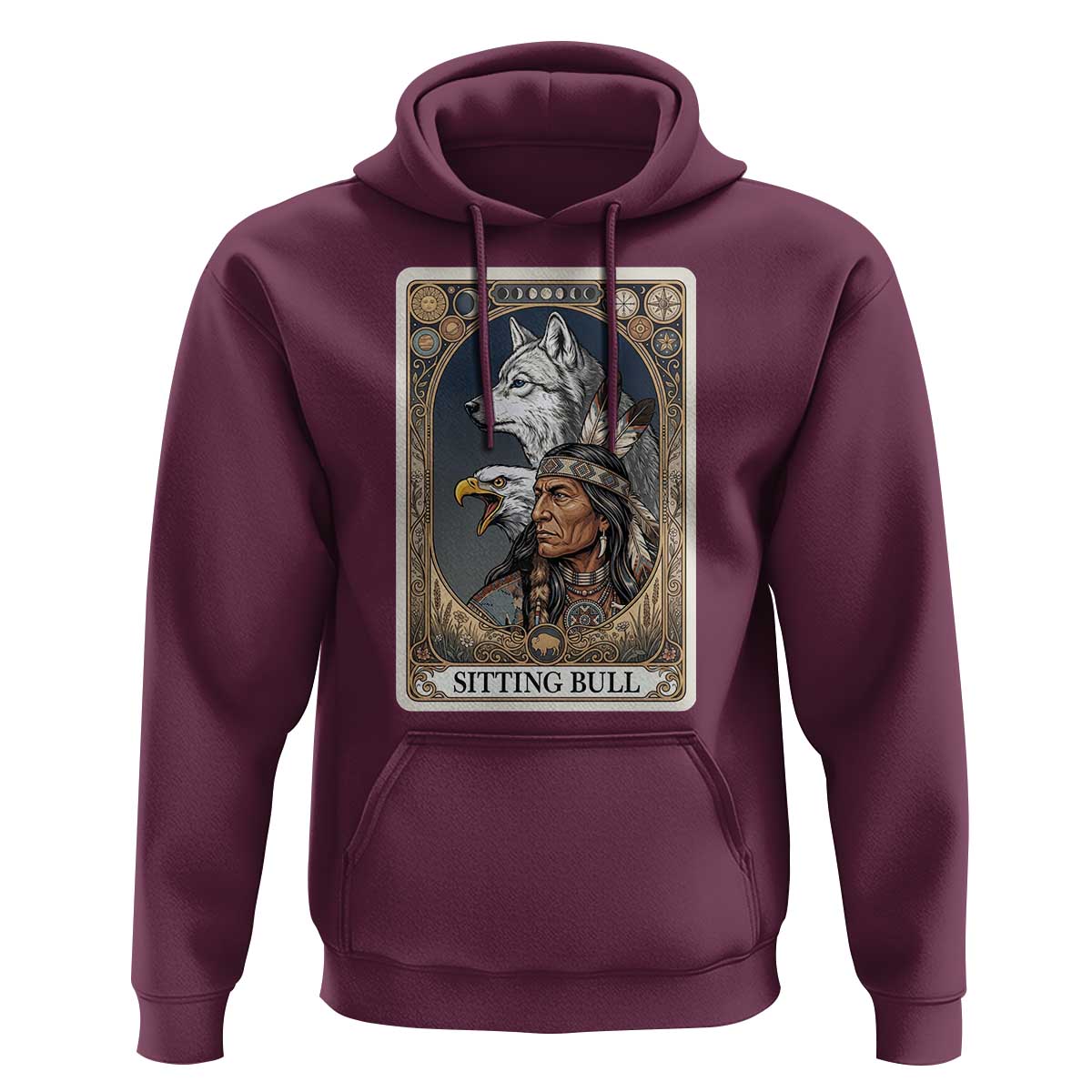 Sitting Bull Native American Chief Hoodie Vintage Tarot Card Illustration