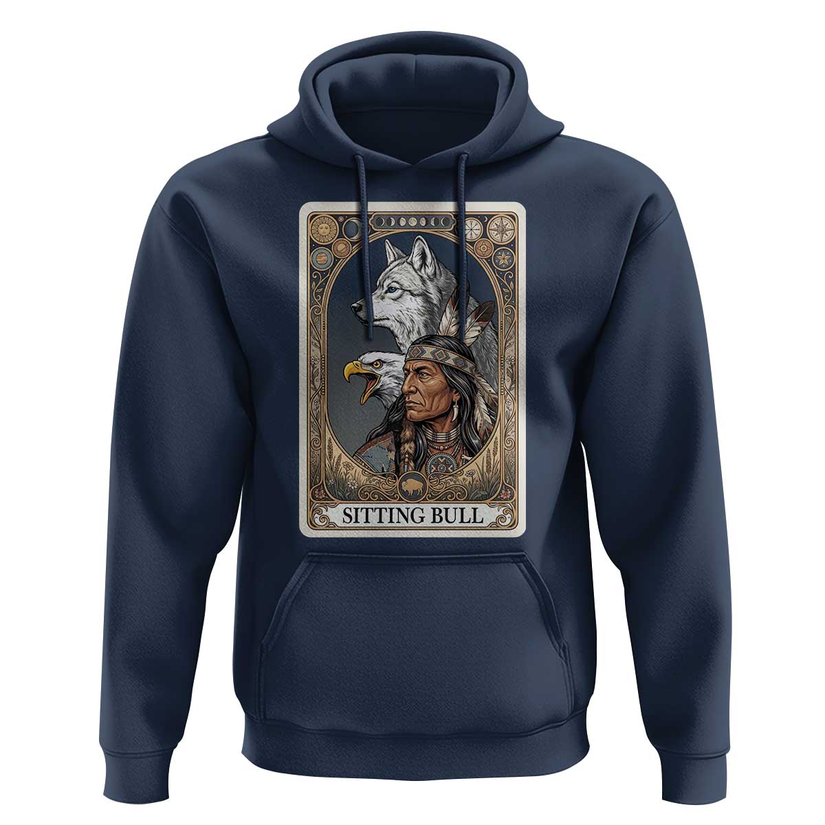 Sitting Bull Native American Chief Hoodie Vintage Tarot Card Illustration