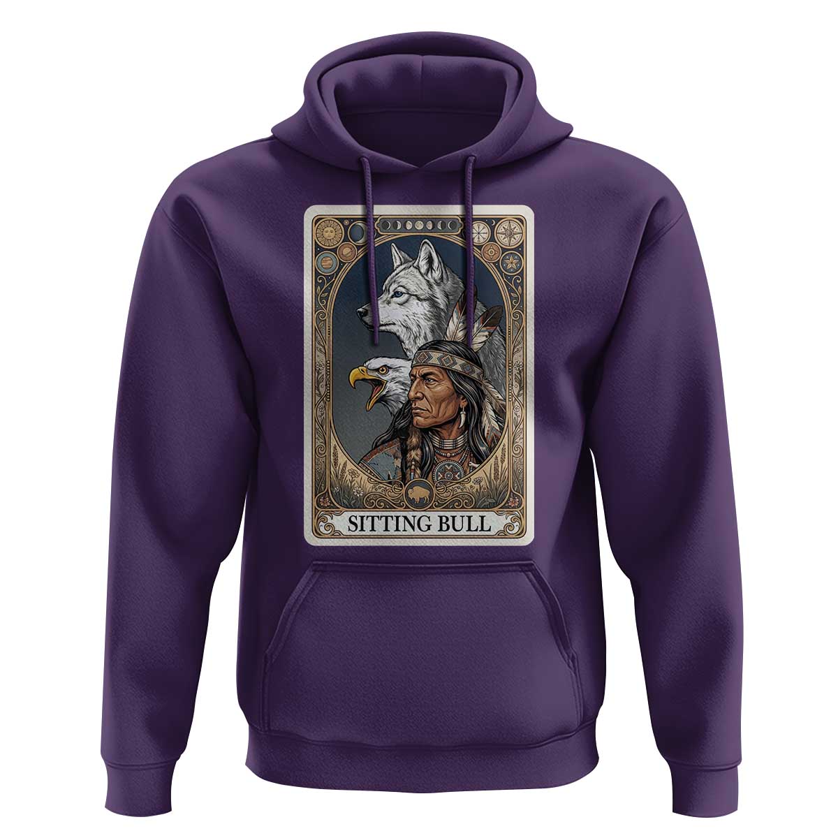 Sitting Bull Native American Chief Hoodie Vintage Tarot Card Illustration