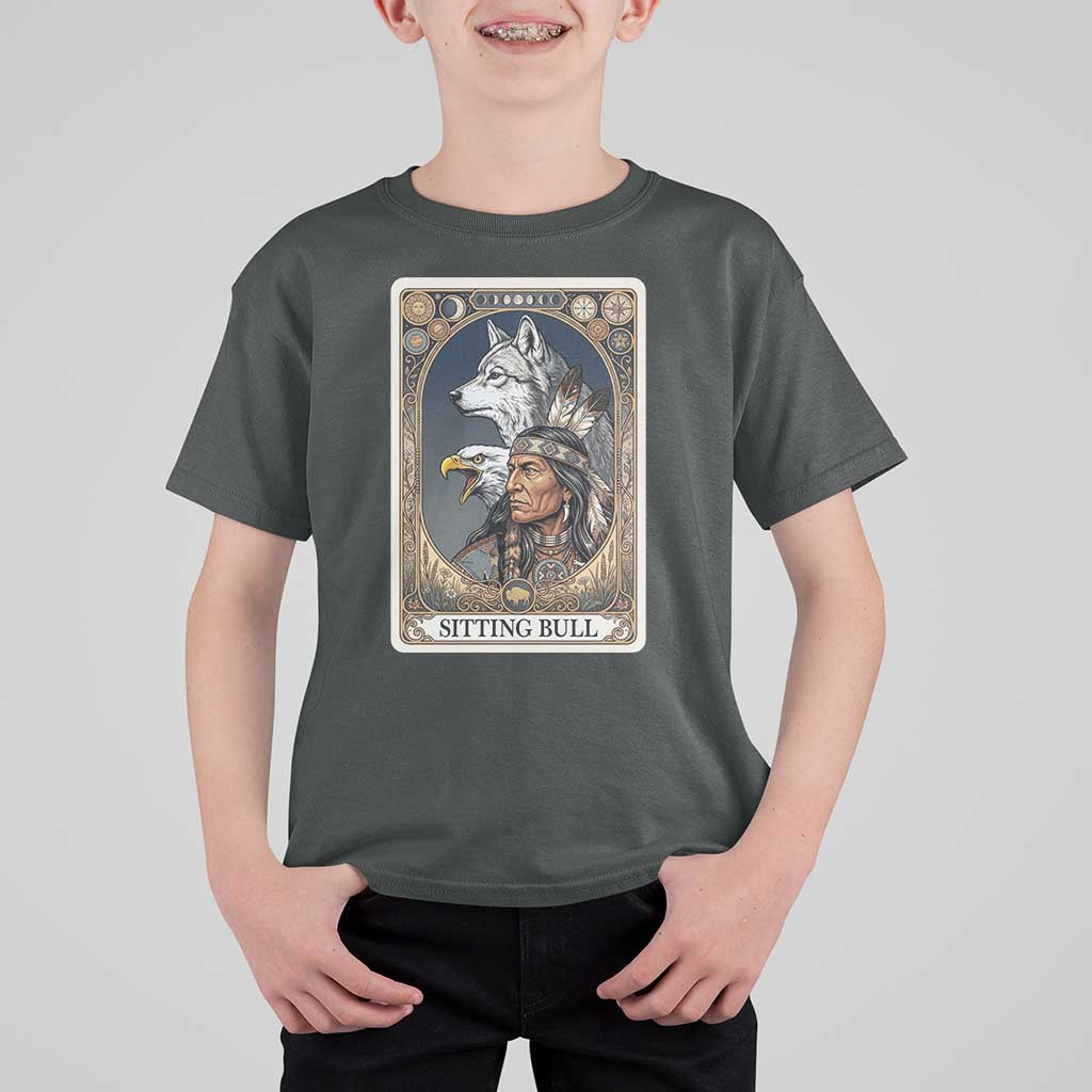 Sitting Bull Native American Chief T Shirt For Kid Vintage Tarot Card Illustration