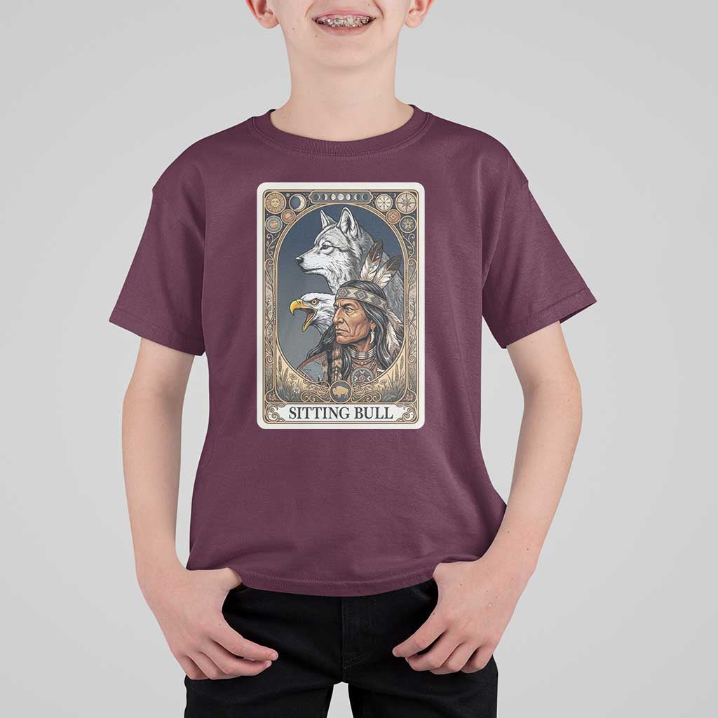 Sitting Bull Native American Chief T Shirt For Kid Vintage Tarot Card Illustration