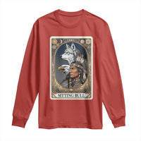 Sitting Bull Native American Chief Long Sleeve Shirt Vintage Tarot Card Illustration