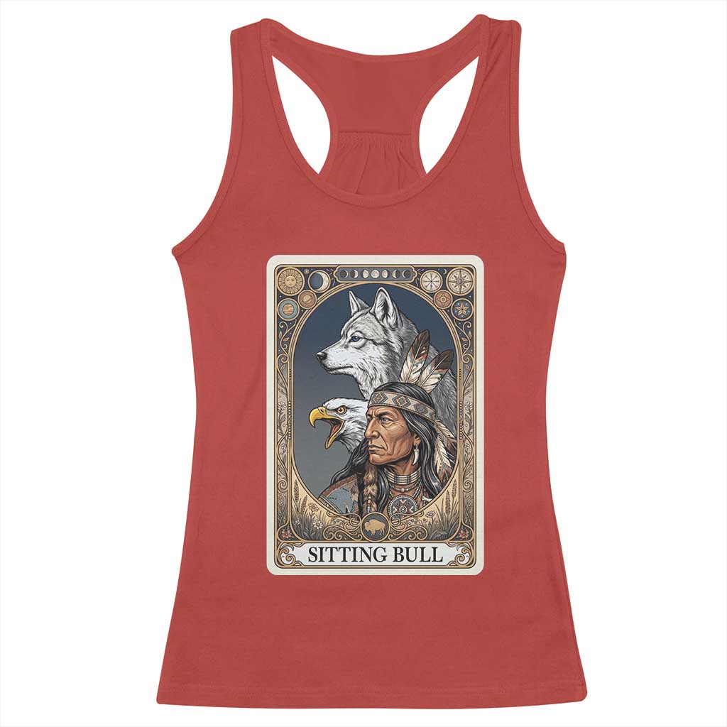 Sitting Bull Native American Chief Racerback Tank Top Vintage Tarot Card Illustration