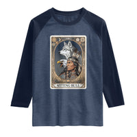 Sitting Bull Native American Chief Raglan Shirt Vintage Tarot Card Illustration