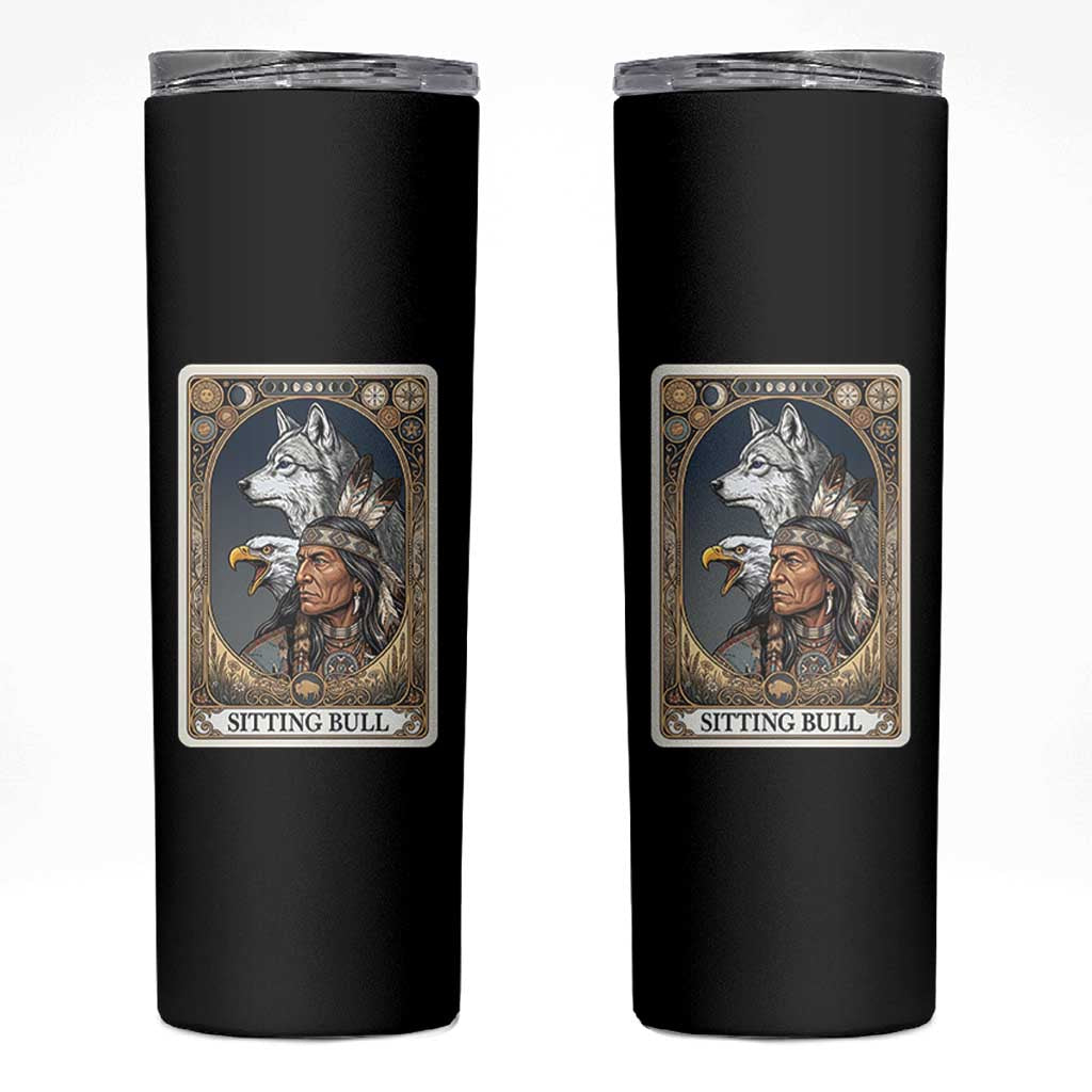 Sitting Bull Native American Chief Skinny Tumbler Vintage Tarot Card Illustration