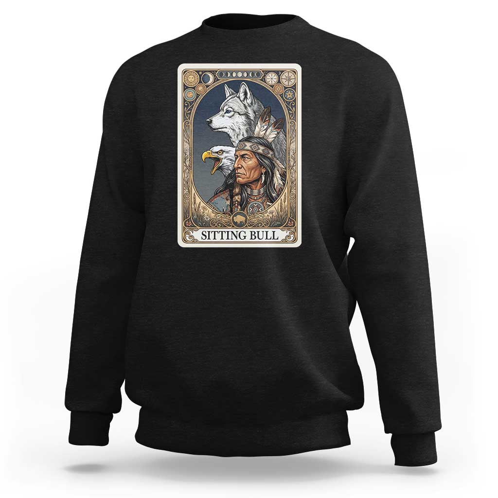 Sitting Bull Native American Chief Sweatshirt Vintage Tarot Card Illustration
