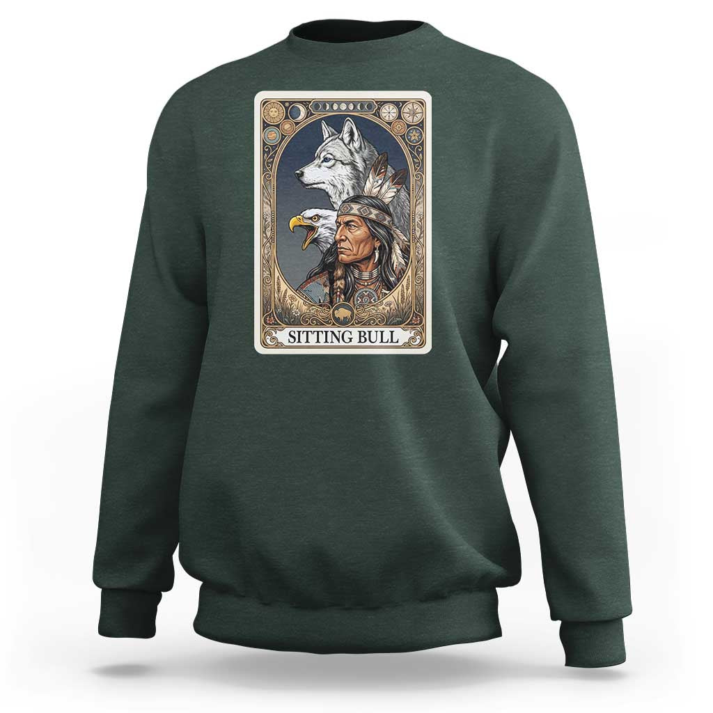 Sitting Bull Native American Chief Sweatshirt Vintage Tarot Card Illustration