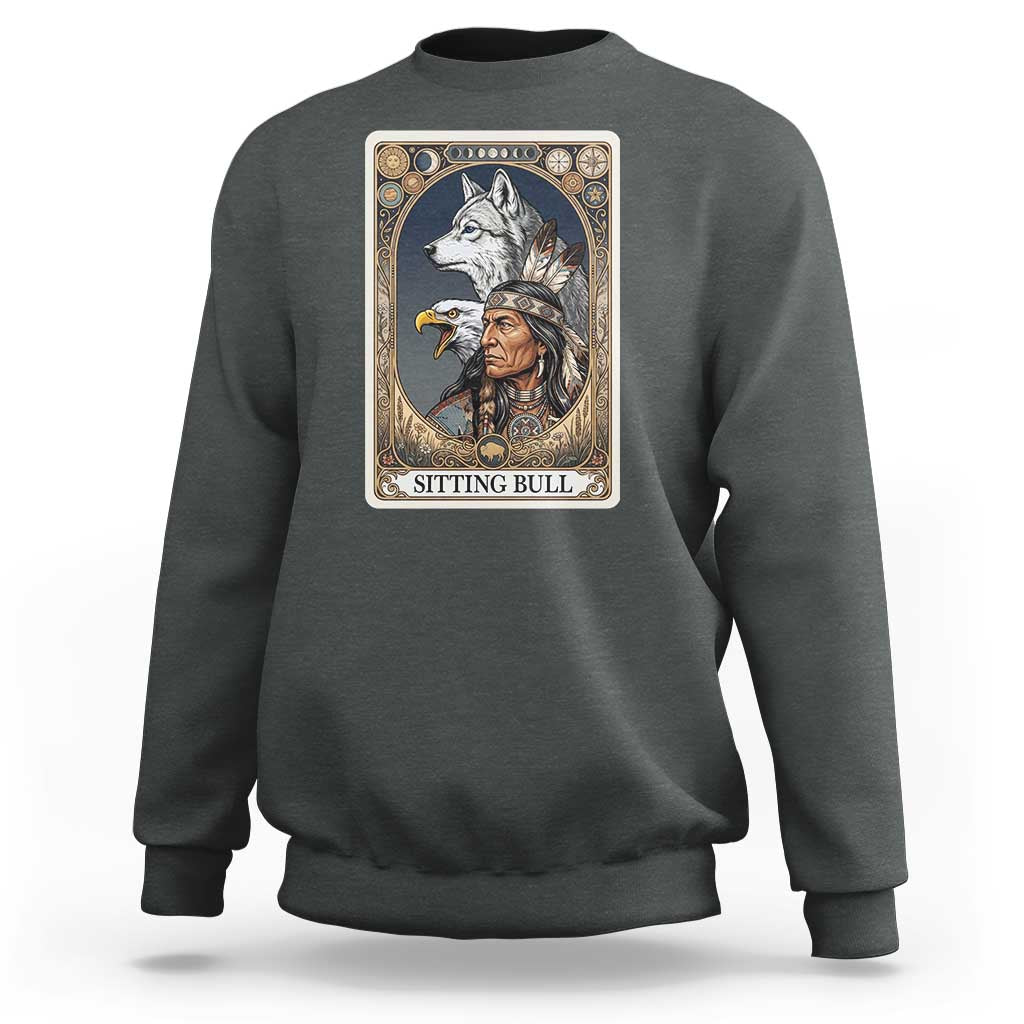 Sitting Bull Native American Chief Sweatshirt Vintage Tarot Card Illustration