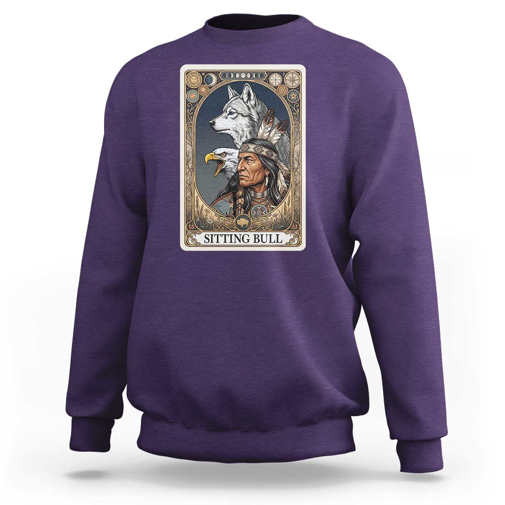 Sitting Bull Native American Chief Sweatshirt Vintage Tarot Card Illustration