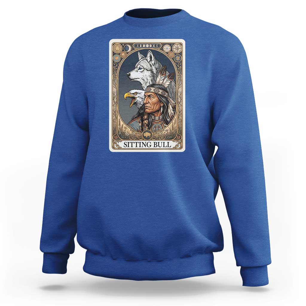 Sitting Bull Native American Chief Sweatshirt Vintage Tarot Card Illustration