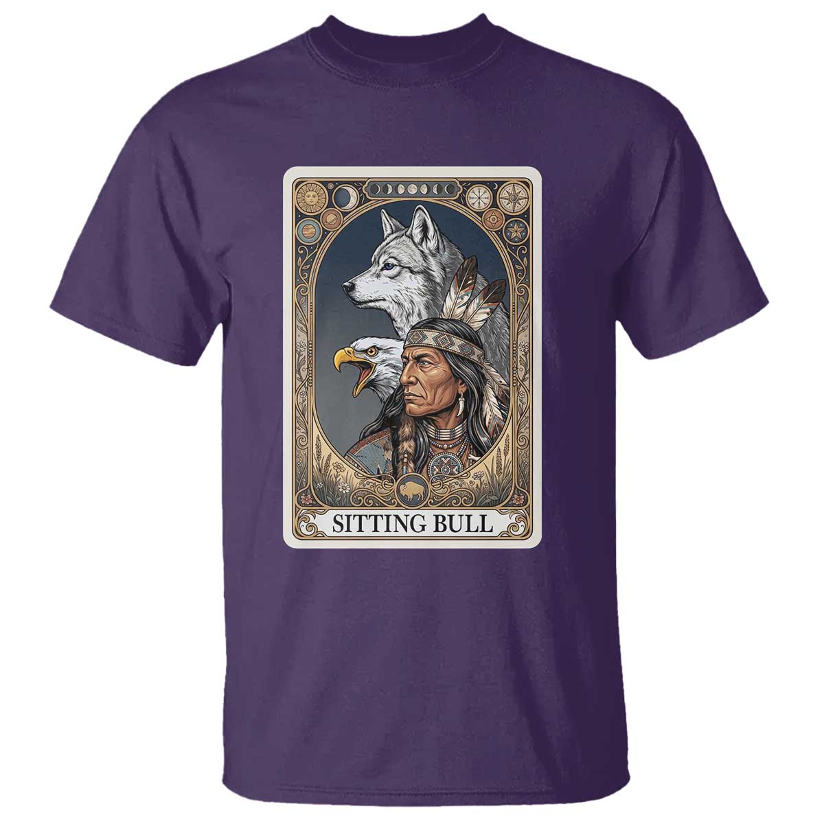 Sitting Bull Native American Chief T Shirt Vintage Tarot Card Illustration