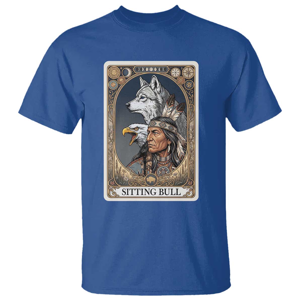 Sitting Bull Native American Chief T Shirt Vintage Tarot Card Illustration