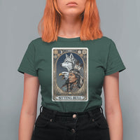 Sitting Bull Native American Chief T Shirt For Women Vintage Tarot Card Illustration