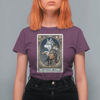 Sitting Bull Native American Chief T Shirt For Women Vintage Tarot Card Illustration