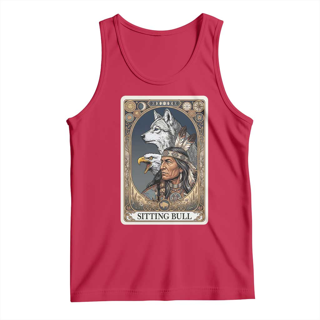 Sitting Bull Native American Chief Tank Top Vintage Tarot Card Illustration