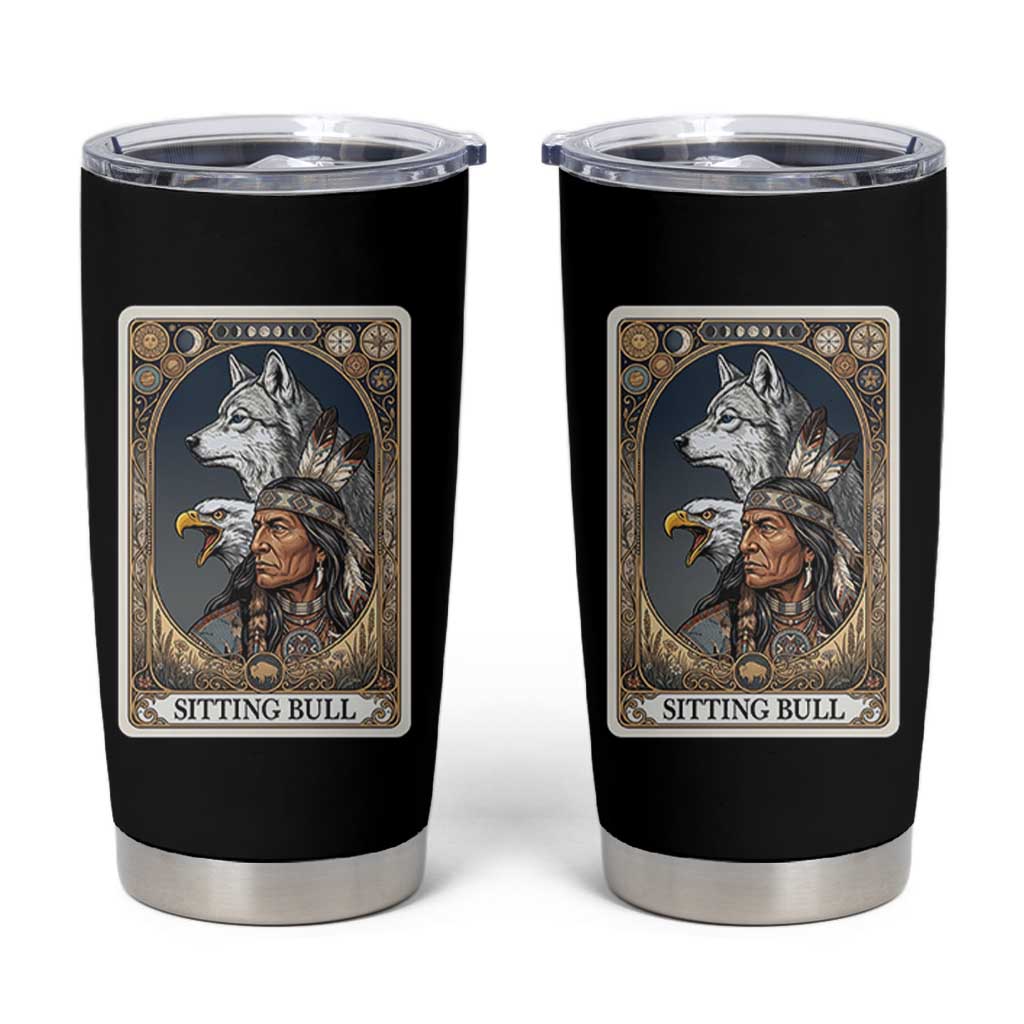 Sitting Bull Native American Chief Tumbler Cup Vintage Tarot Card Illustration