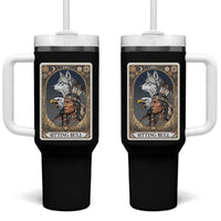 Sitting Bull Native American Chief Tumbler With Handle Vintage Tarot Card Illustration