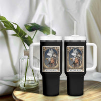Sitting Bull Native American Chief Tumbler With Handle Vintage Tarot Card Illustration
