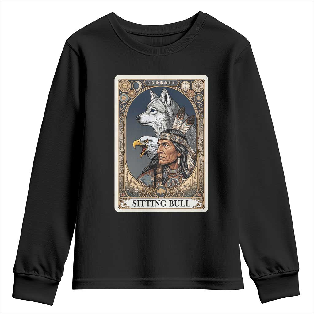 Sitting Bull Native American Chief Youth Sweatshirt Vintage Tarot Card Illustration