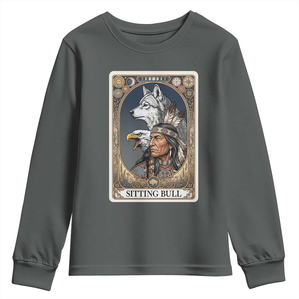 Sitting Bull Native American Chief Youth Sweatshirt Vintage Tarot Card Illustration