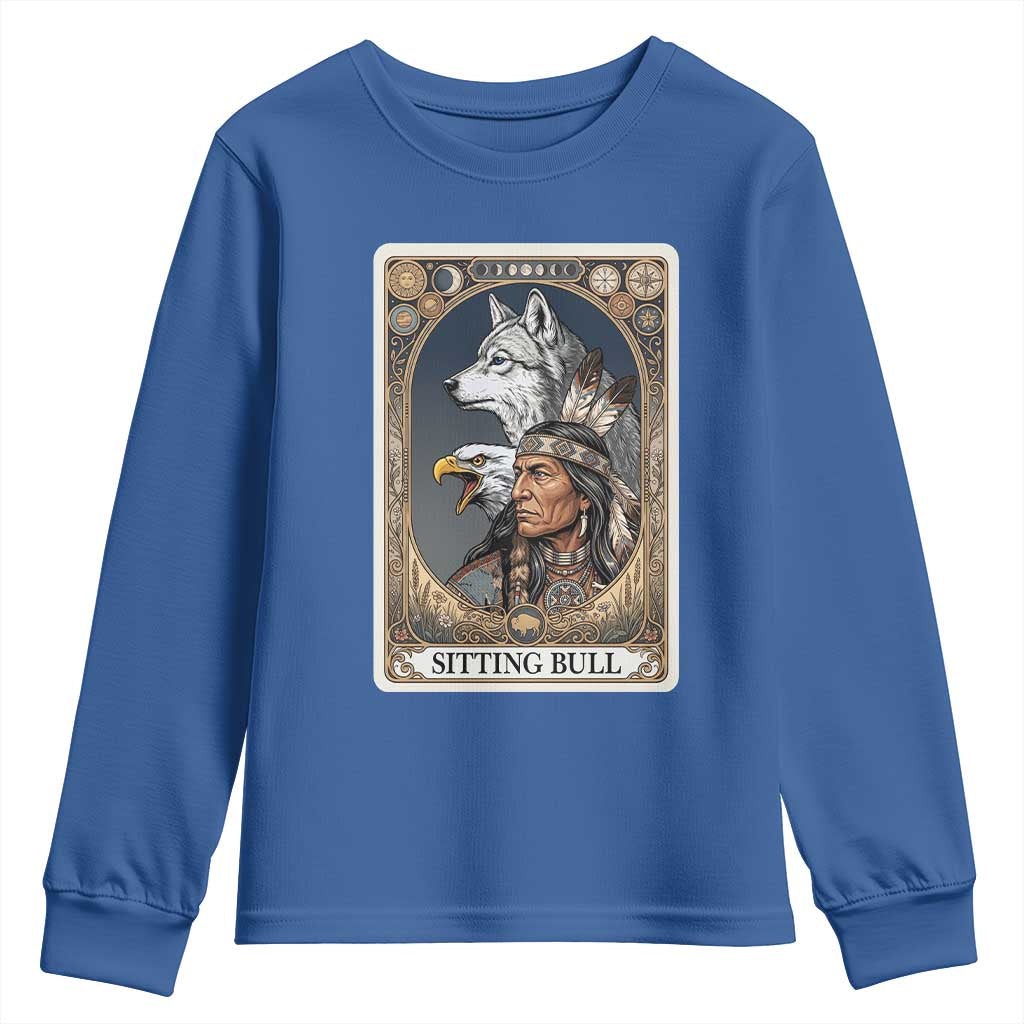 Sitting Bull Native American Chief Youth Sweatshirt Vintage Tarot Card Illustration