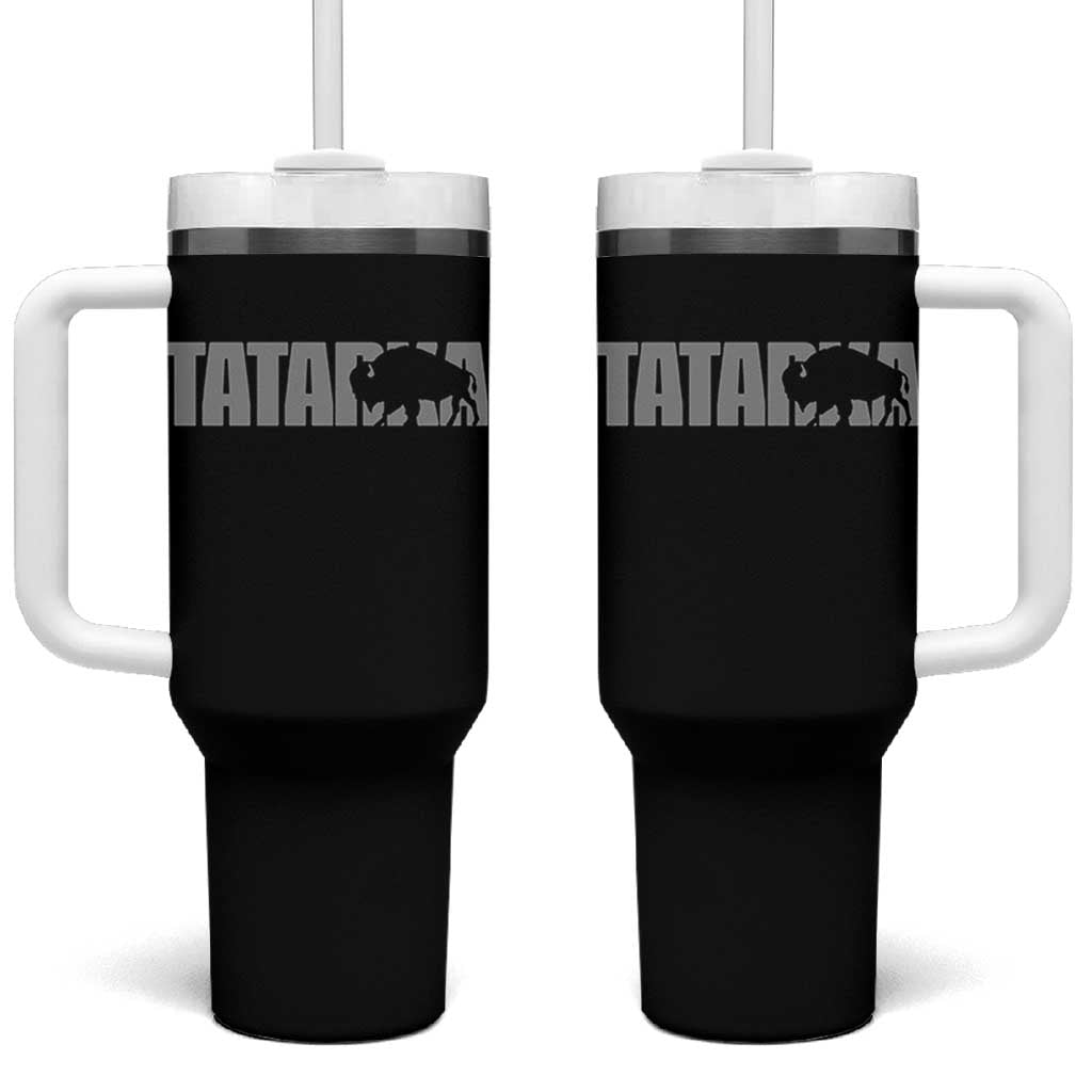 Vintage Tatanka Bison Tumbler With Handle Native American Buffalo Graphic