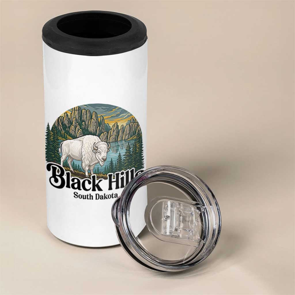 Black Hills South Dakota White Buffalo 4 in 1 Can Cooler Tumbler State Pride Gift