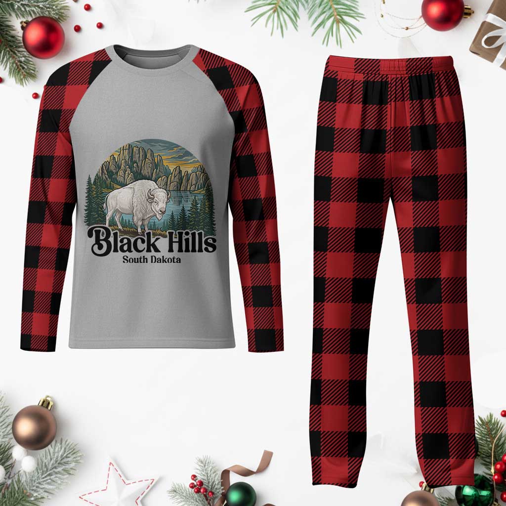 Black Hills South Dakota White Buffalo Plaid Pajama Set State Pride Gift