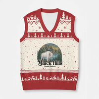 Black Hills South Dakota White Buffalo V-Neck Knit Sweater Vest State Pride Gift