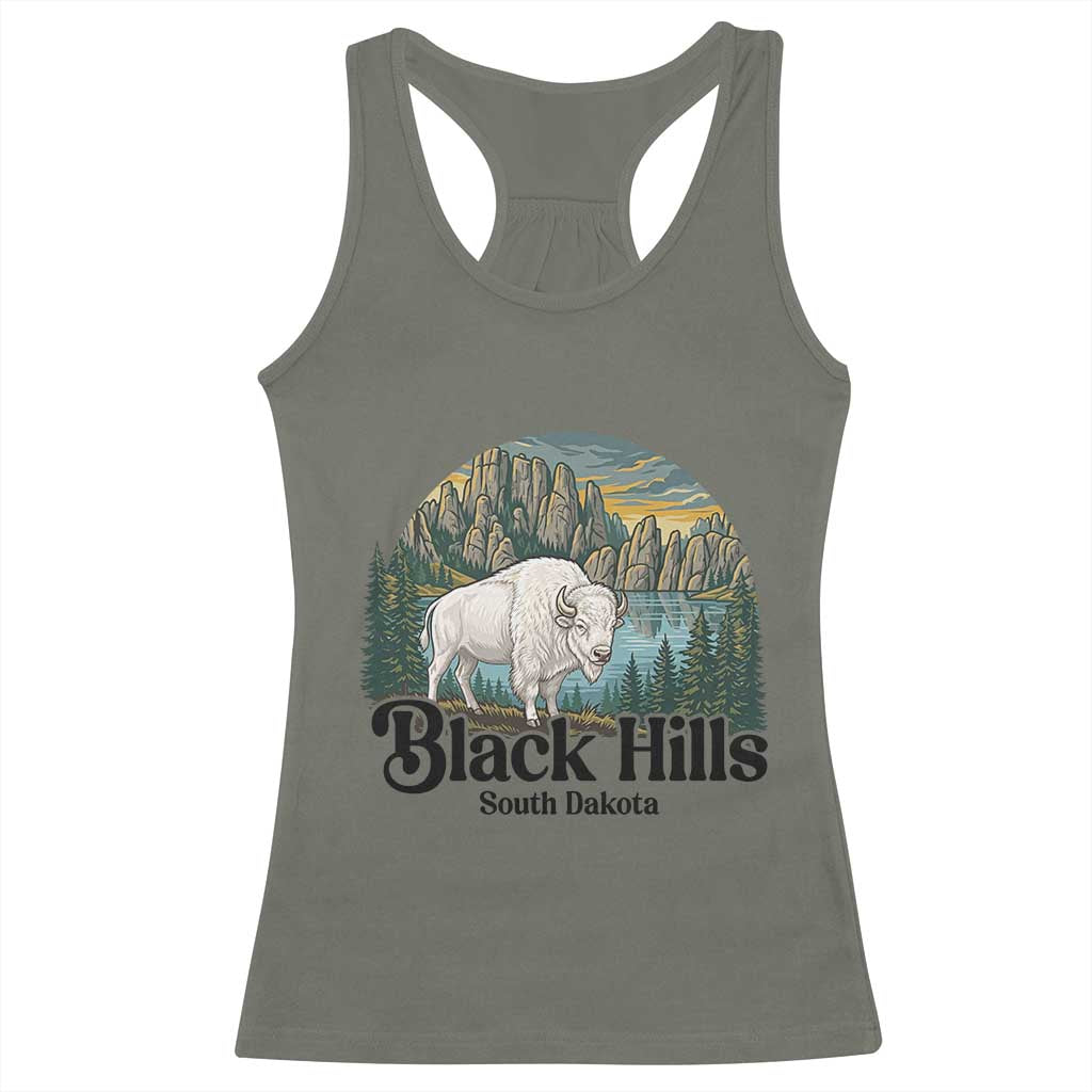 Black Hills South Dakota White Buffalo Racerback Tank Top State Pride Gift