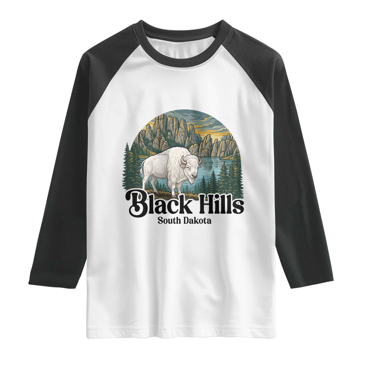 Black Hills South Dakota White Buffalo Raglan Shirt State Pride Gift