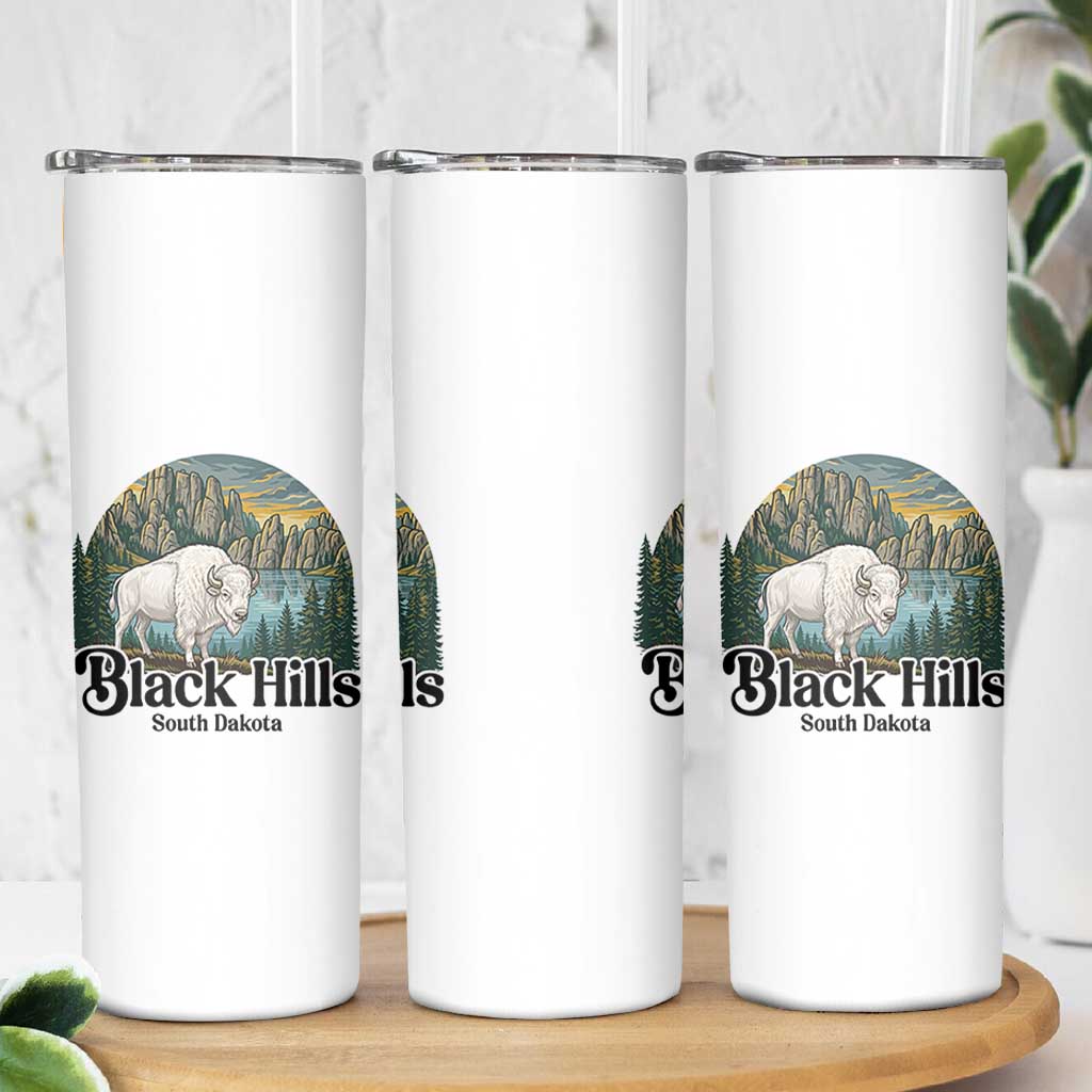 Black Hills South Dakota White Buffalo Skinny Tumbler State Pride Gift