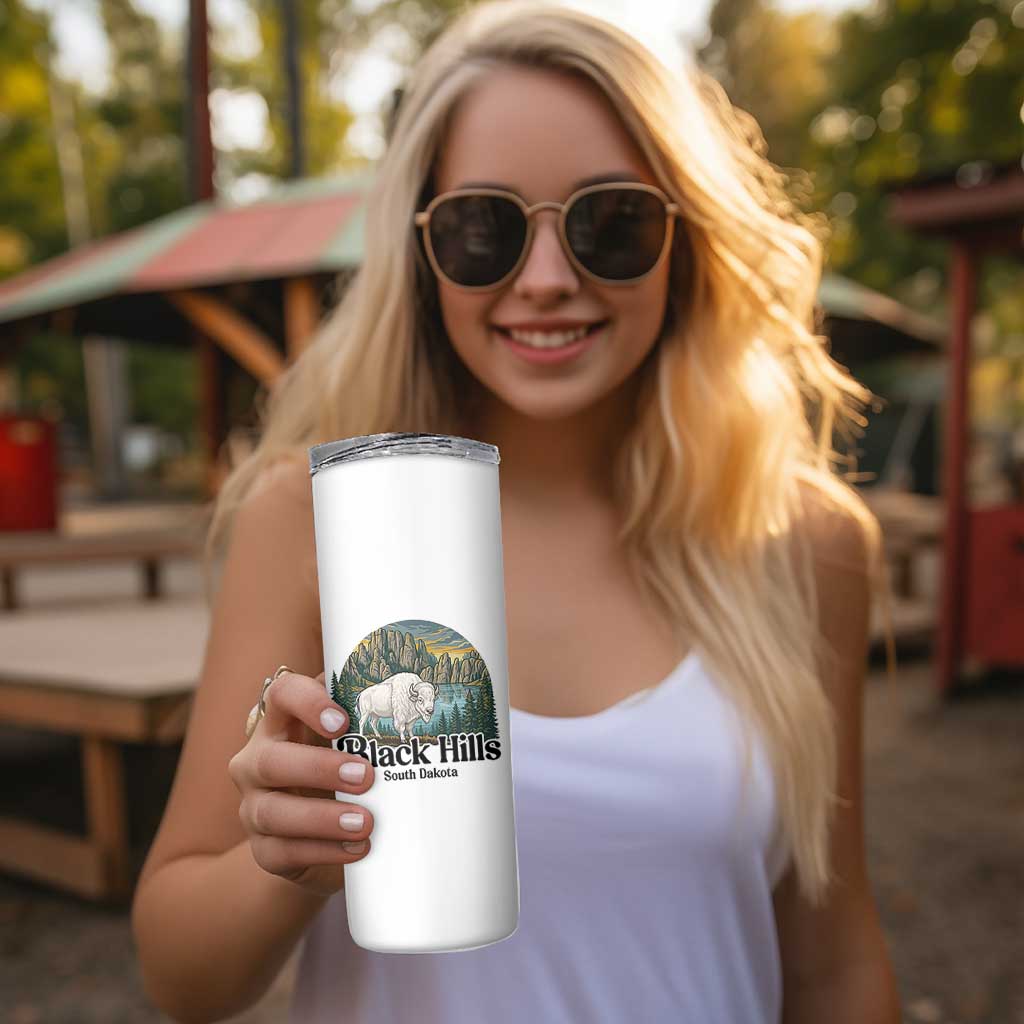 Black Hills South Dakota White Buffalo Skinny Tumbler State Pride Gift