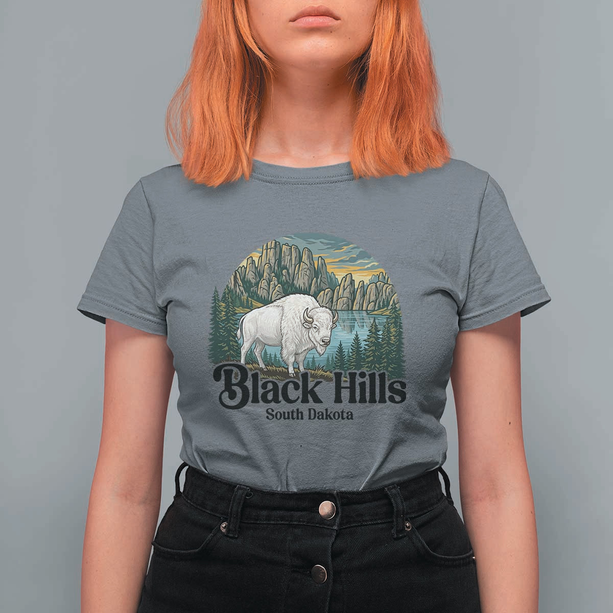 Black Hills South Dakota White Buffalo T Shirt For Women State Pride Gift