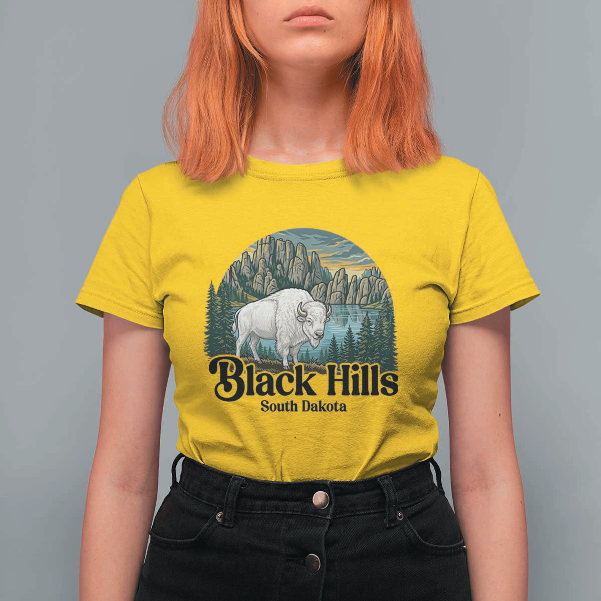 Black Hills South Dakota White Buffalo T Shirt For Women State Pride Gift