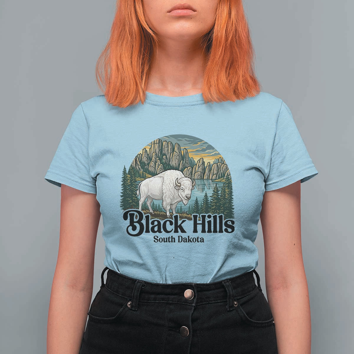 Black Hills South Dakota White Buffalo T Shirt For Women State Pride Gift