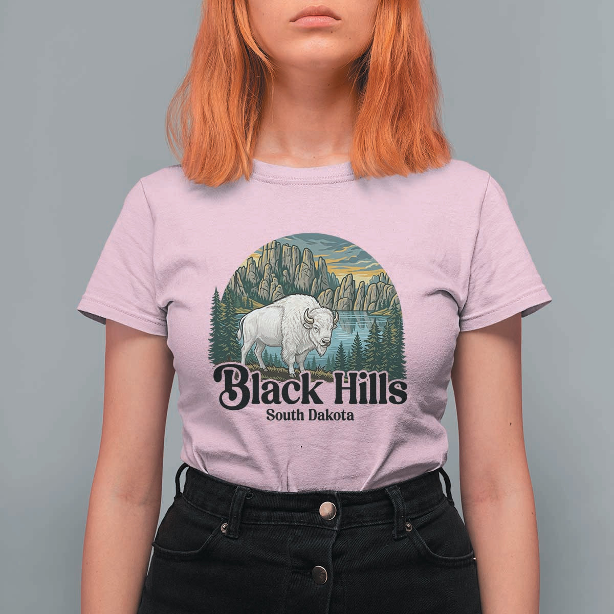 Black Hills South Dakota White Buffalo T Shirt For Women State Pride Gift
