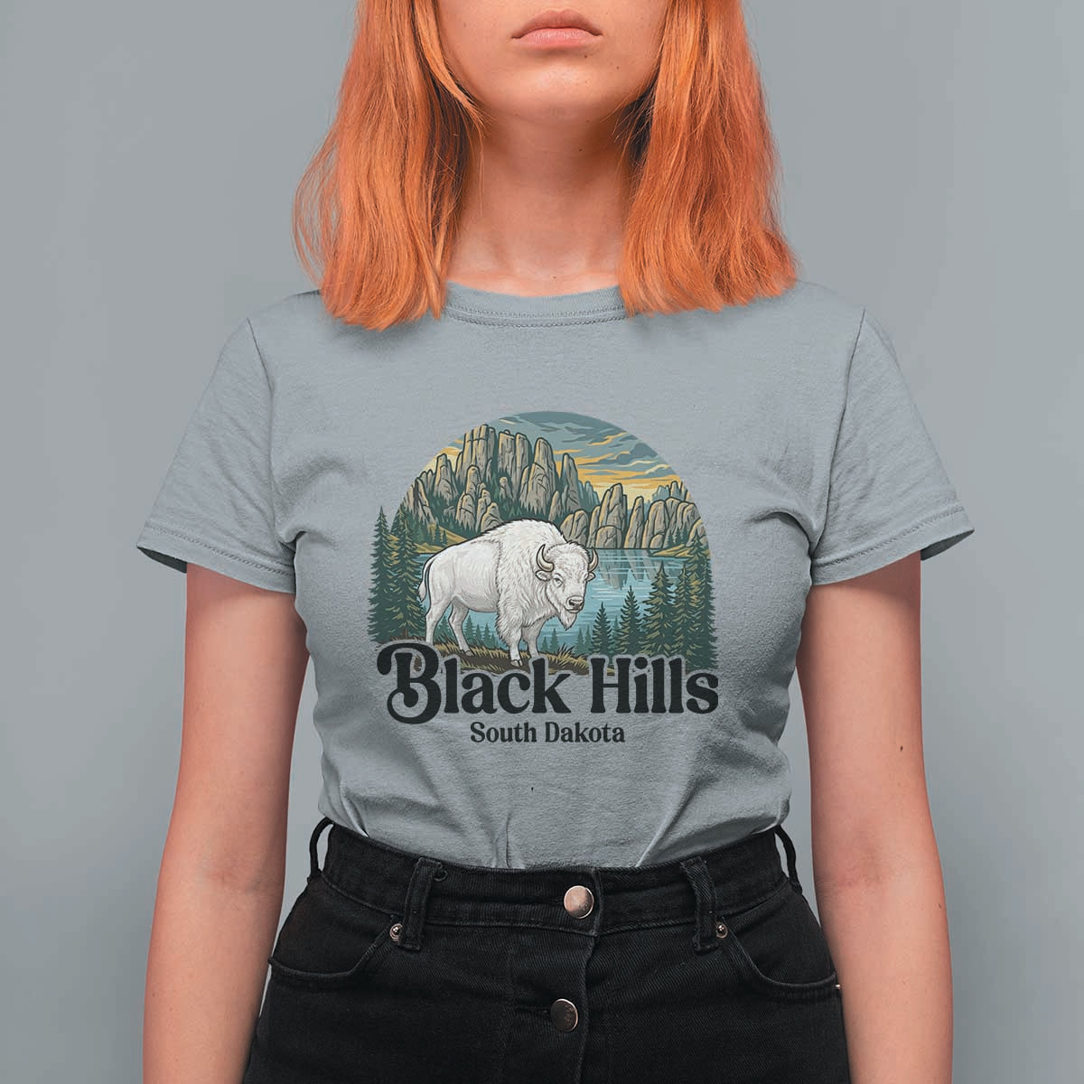 Black Hills South Dakota White Buffalo T Shirt For Women State Pride Gift