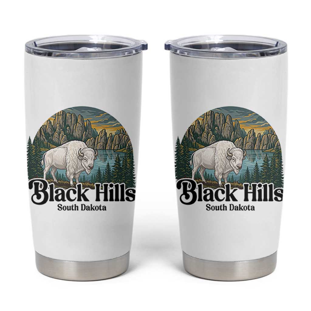Black Hills South Dakota White Buffalo Tumbler Cup State Pride Gift