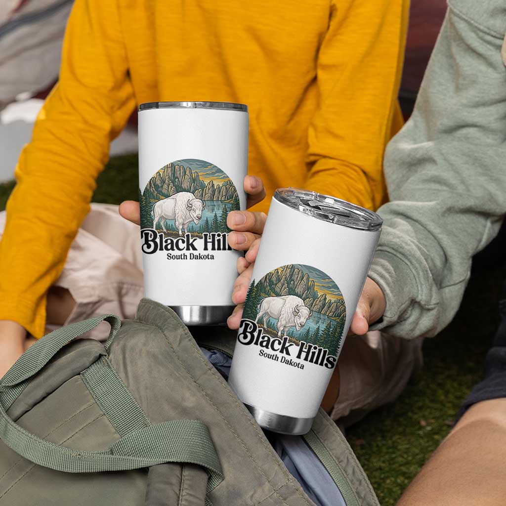 Black Hills South Dakota White Buffalo Tumbler Cup State Pride Gift