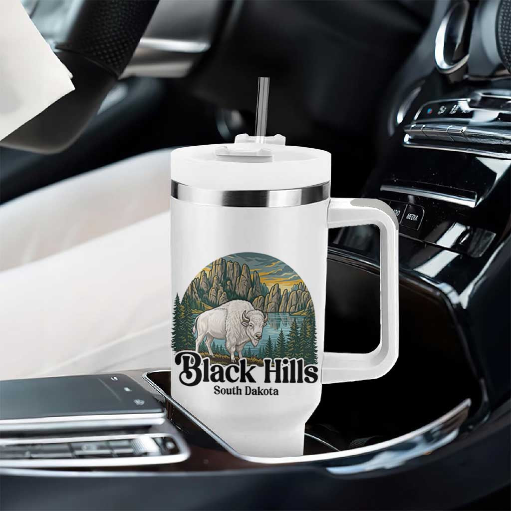 Black Hills South Dakota White Buffalo Tumbler With Handle State Pride Gift