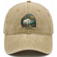 Black Hills South Dakota White Buffalo Washed Cotton Baseball Cap State Pride Gift