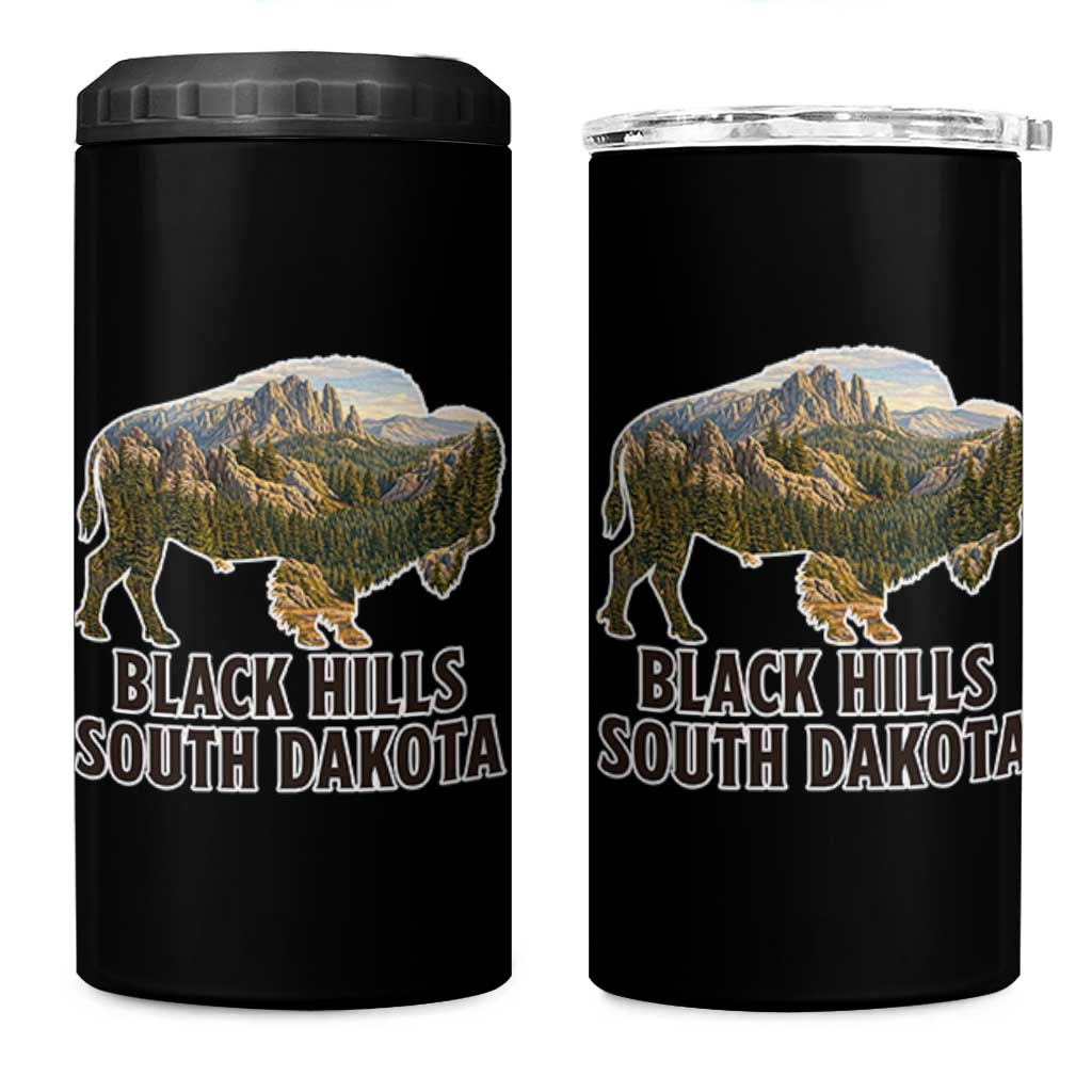 Black Hills South Dakota Bison 4 in 1 Can Cooler Tumbler State Pride Gift