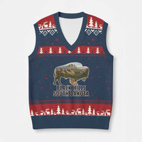 Black Hills South Dakota Bison V-Neck Knit Sweater Vest State Pride Gift