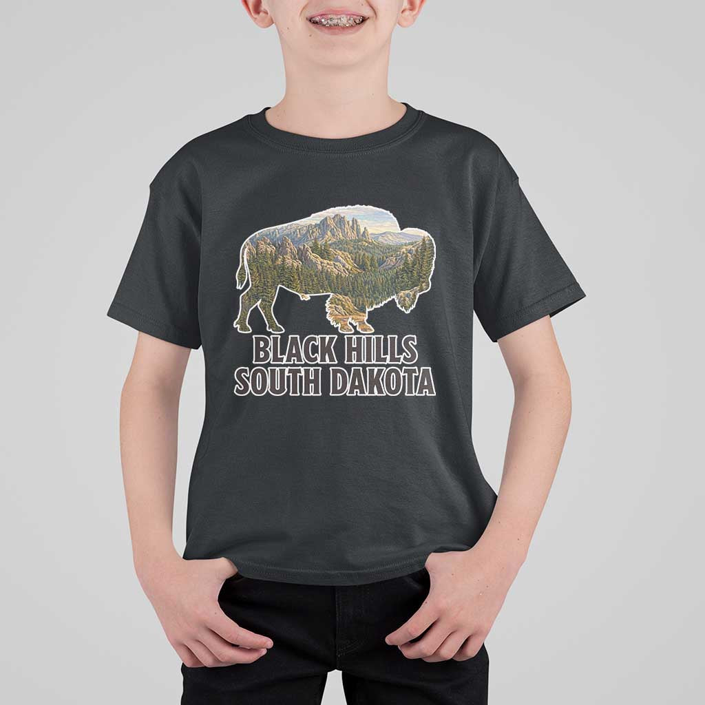 Black Hills South Dakota Bison T Shirt For Kid State Pride Gift
