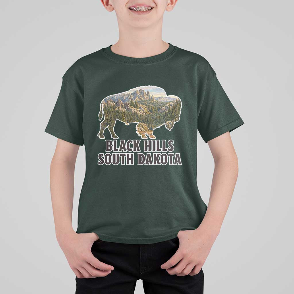 Black Hills South Dakota Bison T Shirt For Kid State Pride Gift