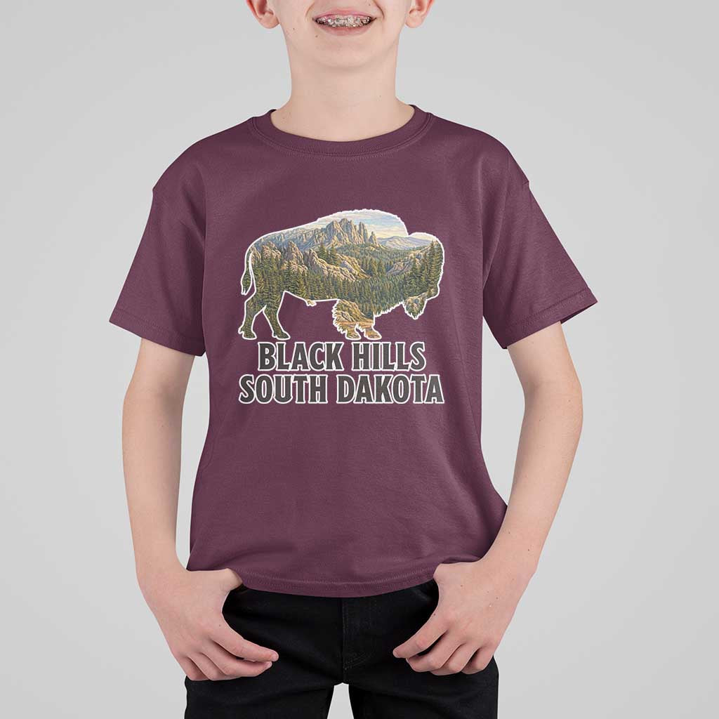 Black Hills South Dakota Bison T Shirt For Kid State Pride Gift