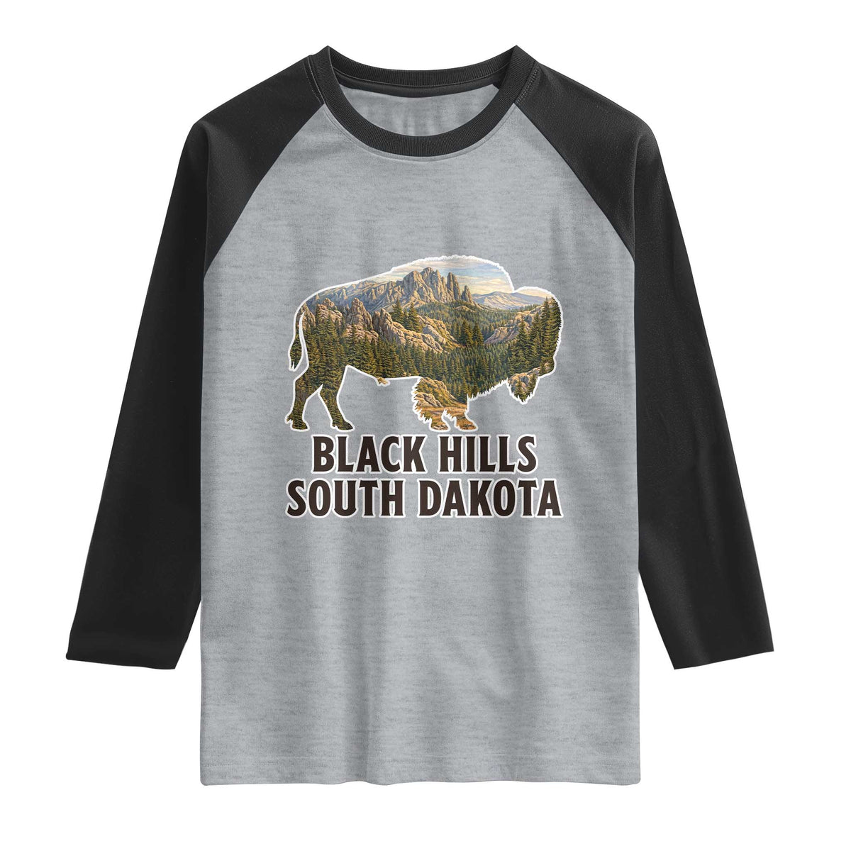 Black Hills South Dakota Bison Raglan Shirt State Pride Gift