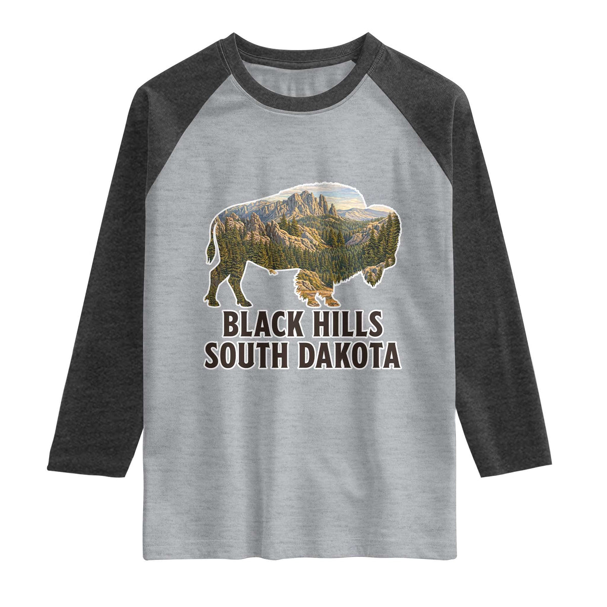 Black Hills South Dakota Bison Raglan Shirt State Pride Gift